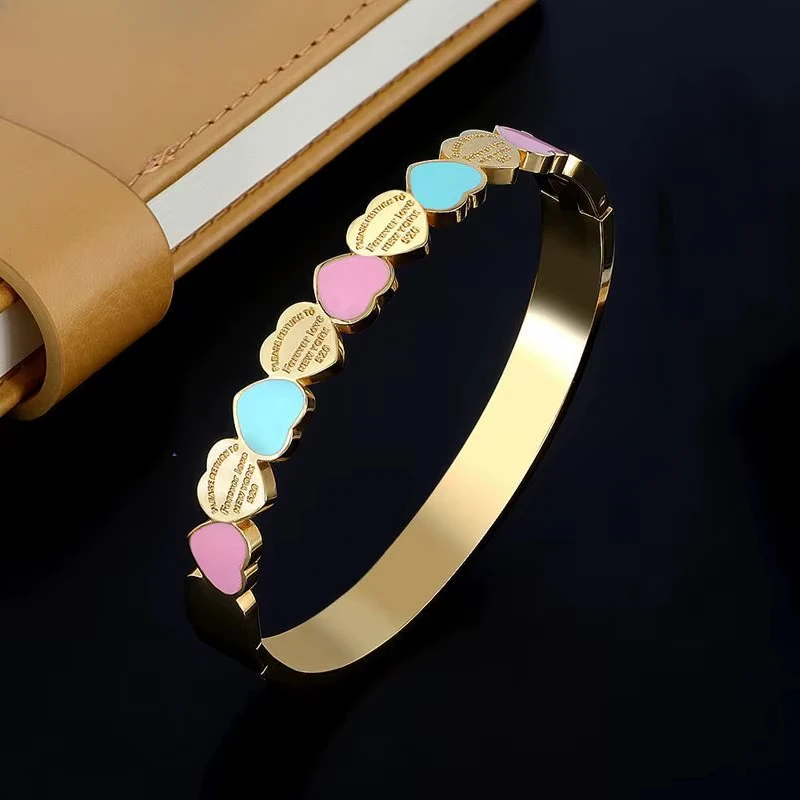 New Love Stainless Steel Bracelet Gold Plated Luxury Wristband Wedding Gift Women Love Jewelry Simple All Match