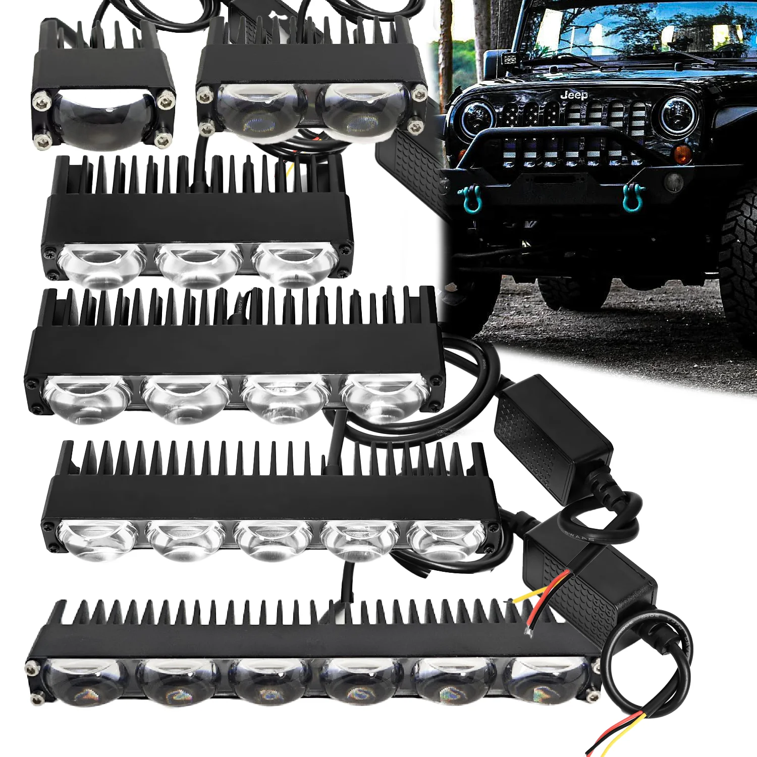 

1/2/3/4/5/6 Lens 2PCS LED Headlight Bumper Fog Lamps 12V Work Light Mini Driving Lightor Off-Road 4x4 Vehicle with Fog Light