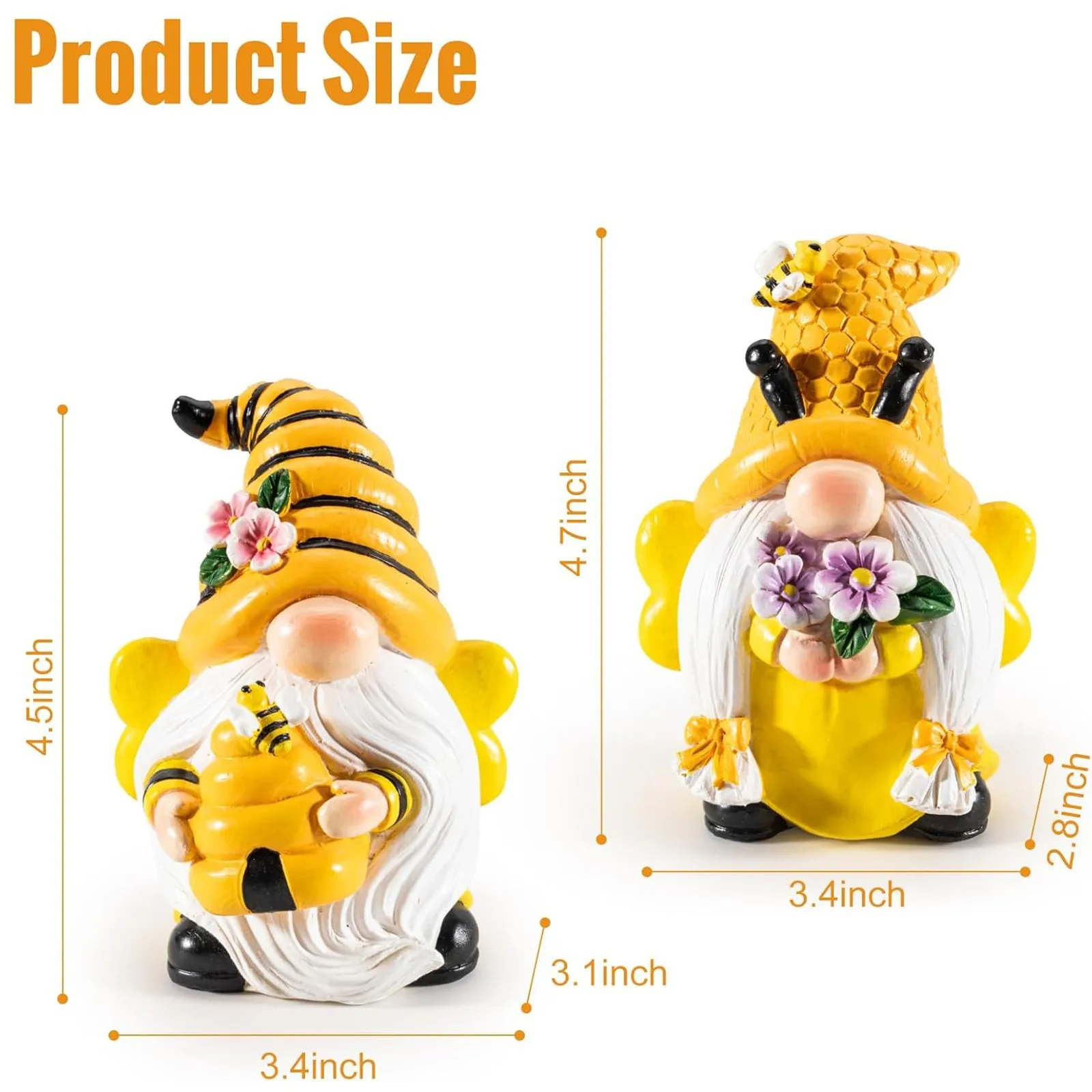 Bee Gnome Figurine Garden Bee Gnome Statue Sculptures Resin Gnomes Sculpture Home Decorations For Garden Yard Balcony Patio