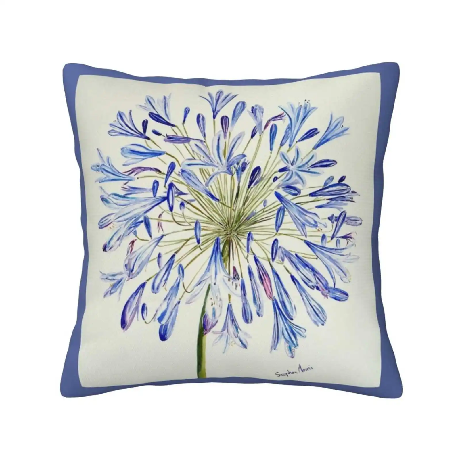 Isles Of Scilly 'agapanthus' Fashion Sofa Throw Pillow Cover Pillowcase Isles Of Scilly Agapanthus Blue Flower Watercolour