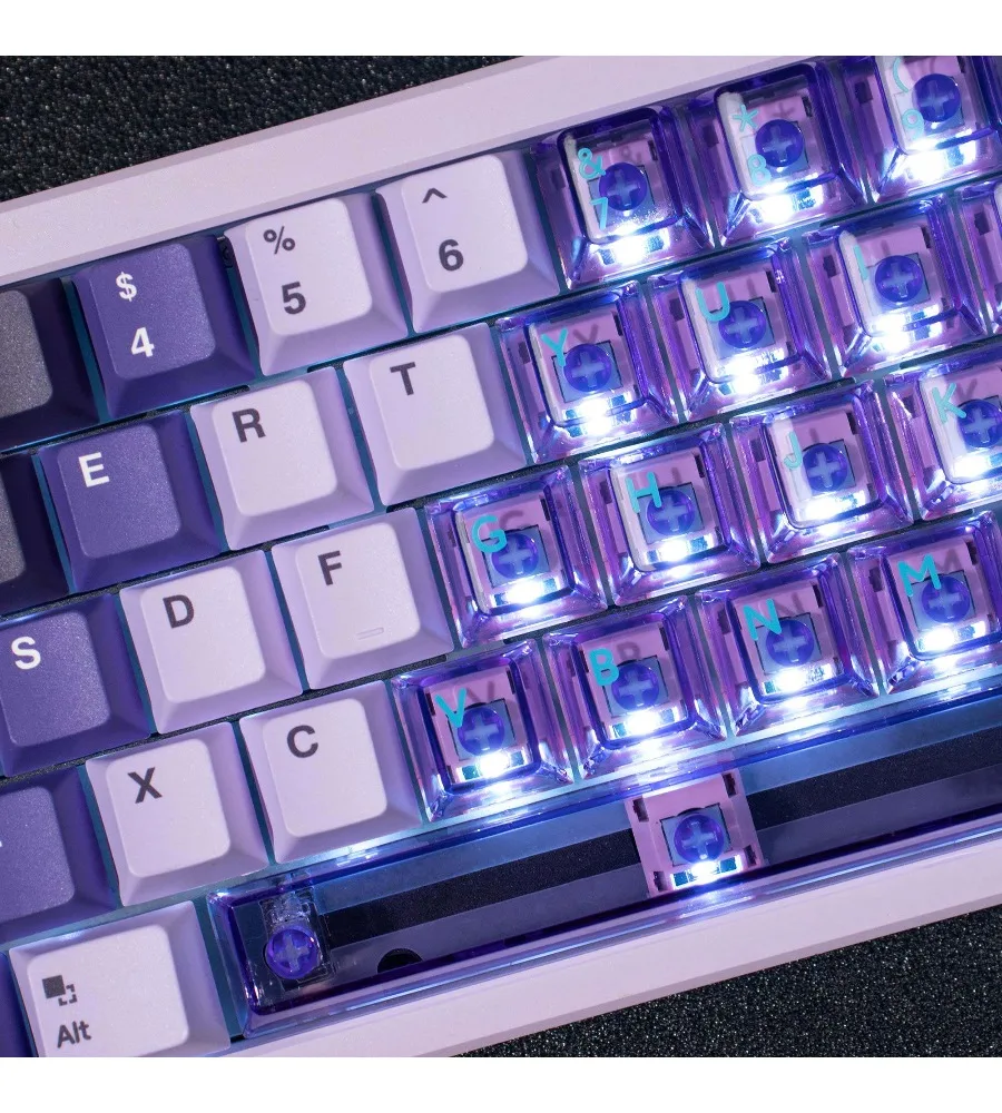 Wooting Snow Mountain Lilac Keycap Transparent PBT Sublimation PC Pad Printing Original Factory Adapted Magnetic axis