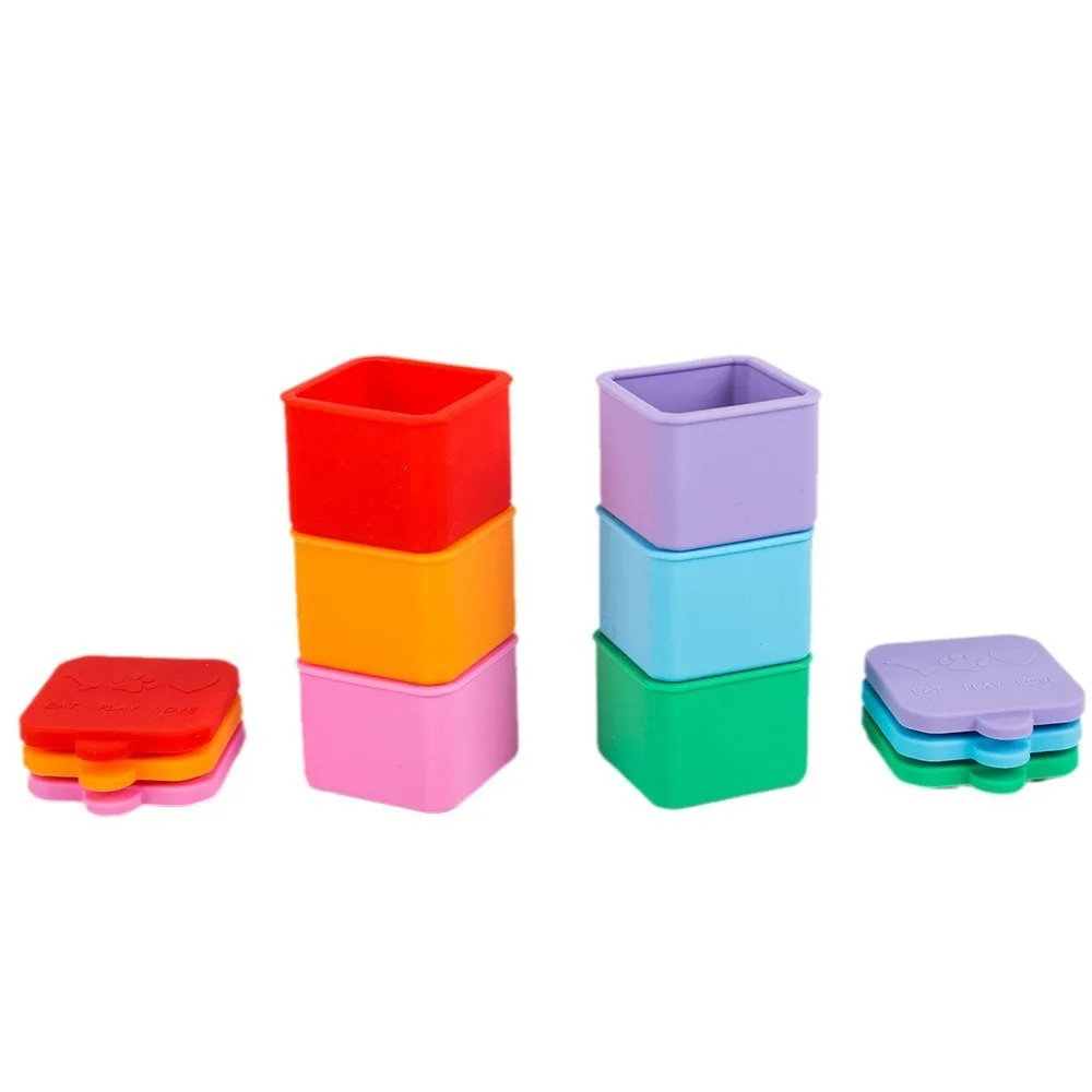 1/3pcs Silicone Food Distribution Box Red/Pink/Purple/Green/Orange/Blue 2/4 Inch Sauce Cups Lunch Box Containers Picnic