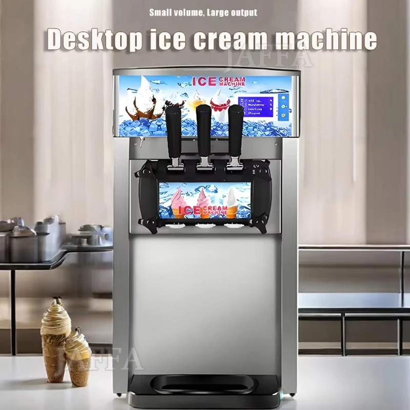 Commercial Ice Cream Maker, 18L/H Yield, 1200W Countertop Soft Serve Machine with 4.2L*2 Hopper