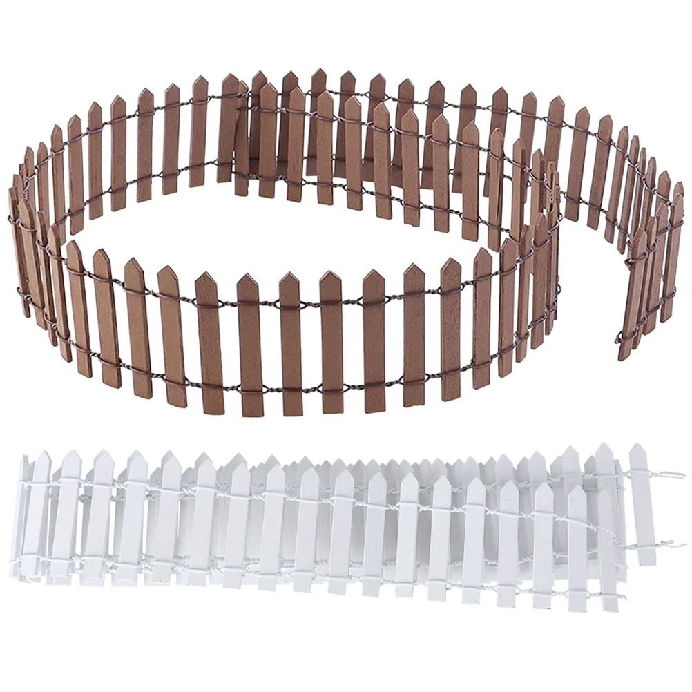 

2pcs Mini Fence Small Garden Fences Dollhouse Ornament Miniature Wood Realistic Smooth Safe Durable Gardening Supplies