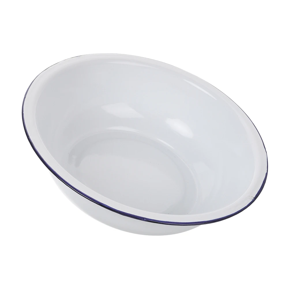 

Enamel Sink Mixing Bowl Vintage Enameled Basin Household Washing Durable Large Capacity Kitchen Use Easy Clean Pure White Smooth
