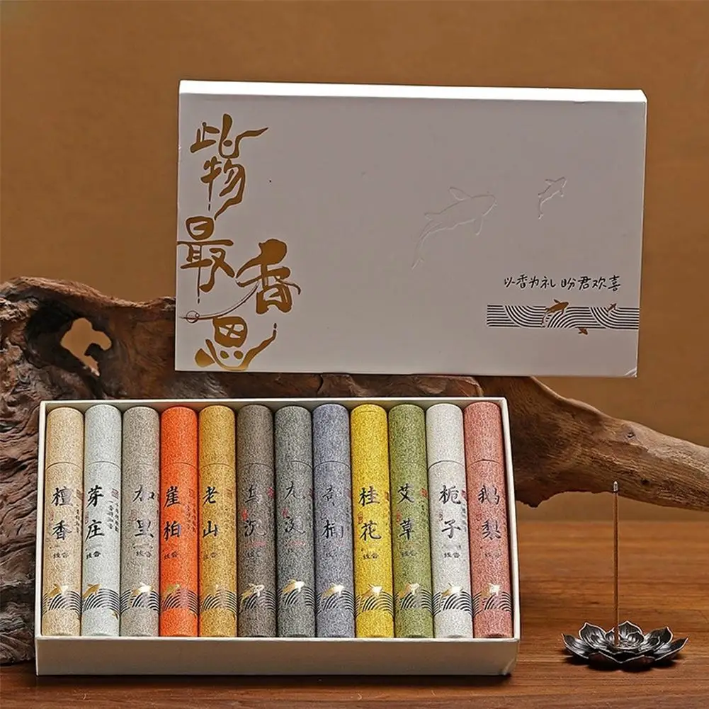 12-Flavors Tasting Incense Stick Gift Box Set - For Home, Yoga Puriying Soothing, Zen Meditation, /Odor Removal, Natural Incens