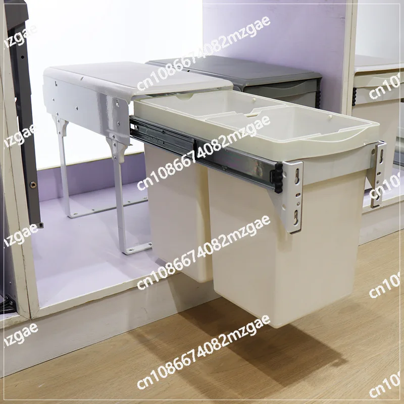 Kitchen sorting trash cans pull-out cabinets sink cabinets trash cans Square cabinet inner cabinet doors hide trash cans