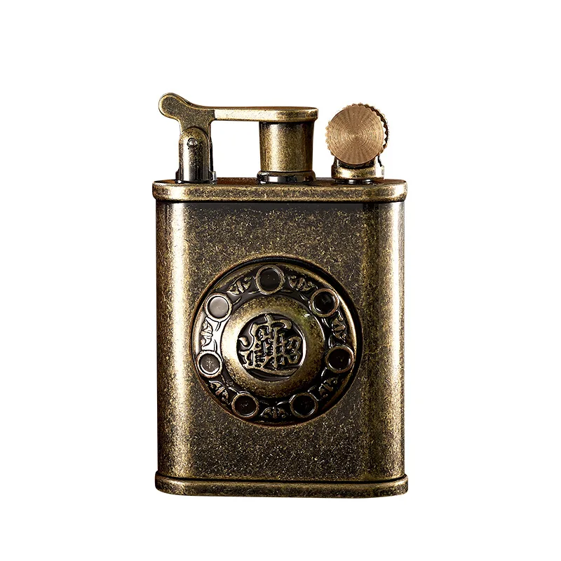 Retro Watch Kerosene Lighter Metal Creative Gyro Wheel Flint Antique Lighter Vintage Gasoline Kerosene Lighter Men's Gift view 5