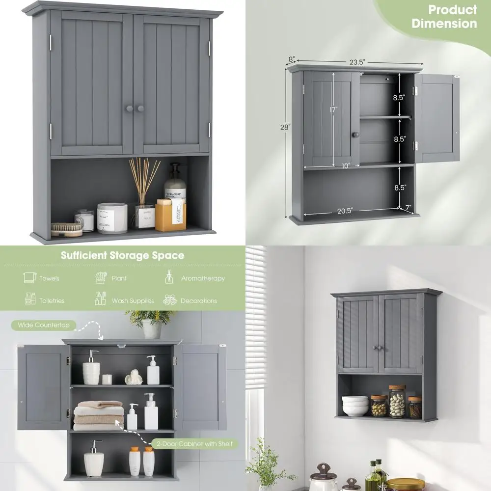 

Настенный аптечный шкаф высотой 28 дюймов и шириной 23,5 дюйма с регулируемой полкой и двойными дверцами для ванной комнаты или гостиной