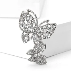 Shining Rhinestone Butterfly Brooches for Women Unisex Insect Pins 2-color Available Office Party Accessories Gifts