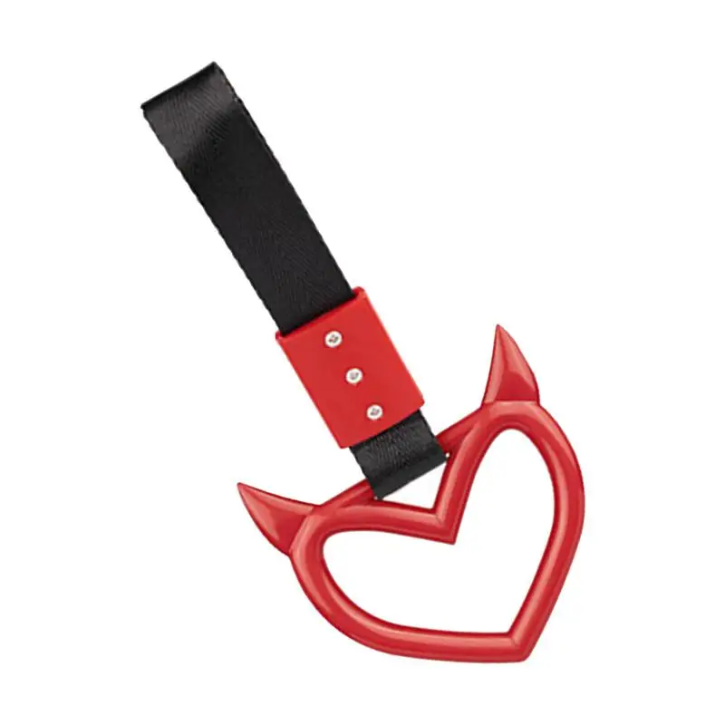 Heart Shaped Car Handle Straps Devil Heart Design Hand Strap Drift For Car Interior Easy To Install Car Handle Straps Drift