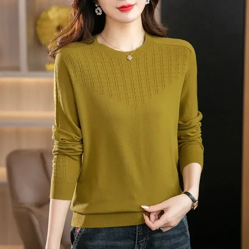 

Autumn Winter Women's Solid Loose Knitted Pullovers Comfortable Long Sleeve Sweaters T-shirt Autumn Winter Female Clothes E274