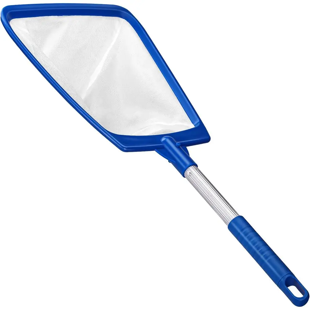 

Heavy-Duty Swimming Pool Skimmer Net with Nylon Mesh Bag for Leaf and Debris Removal (Blue & White)