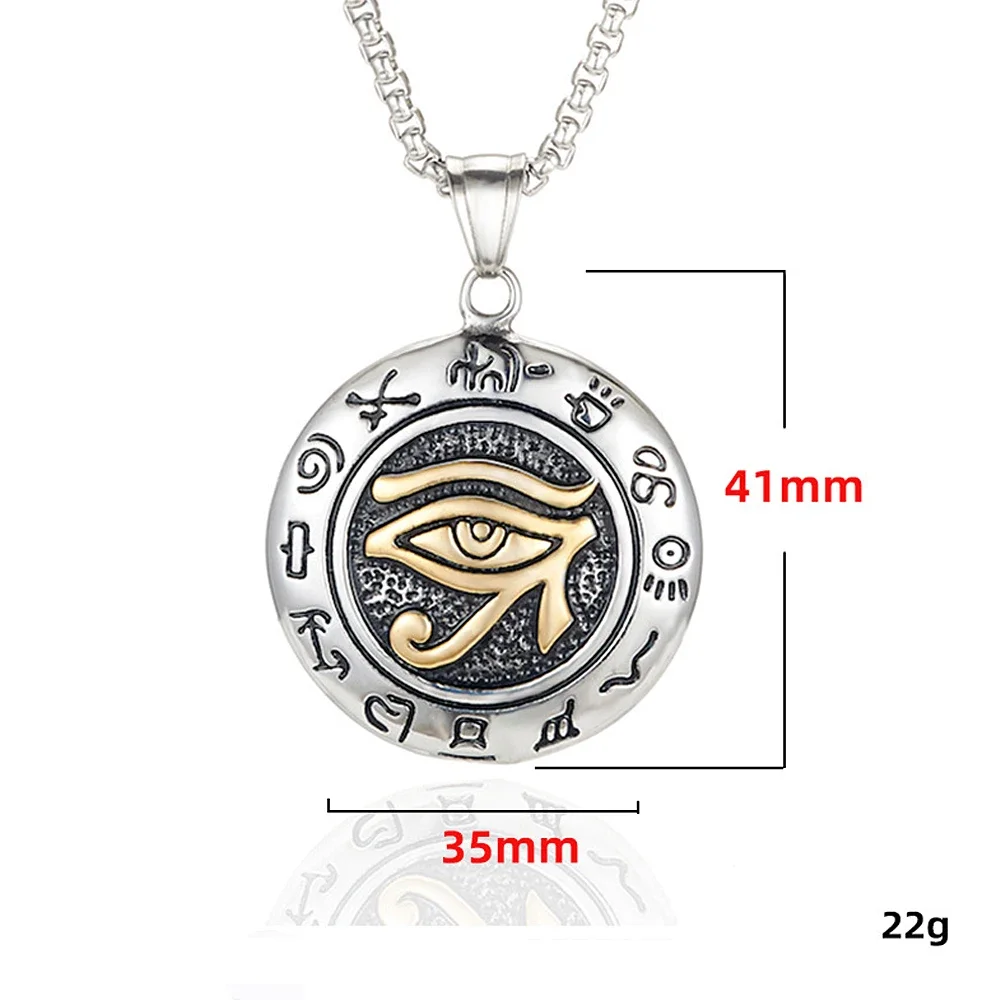 SION L-Collier pendentif œil d'horus en acier inoxydable pour homme, amulette de pharaon égyptien vintage, prairie, Égypte, bijoux runiques