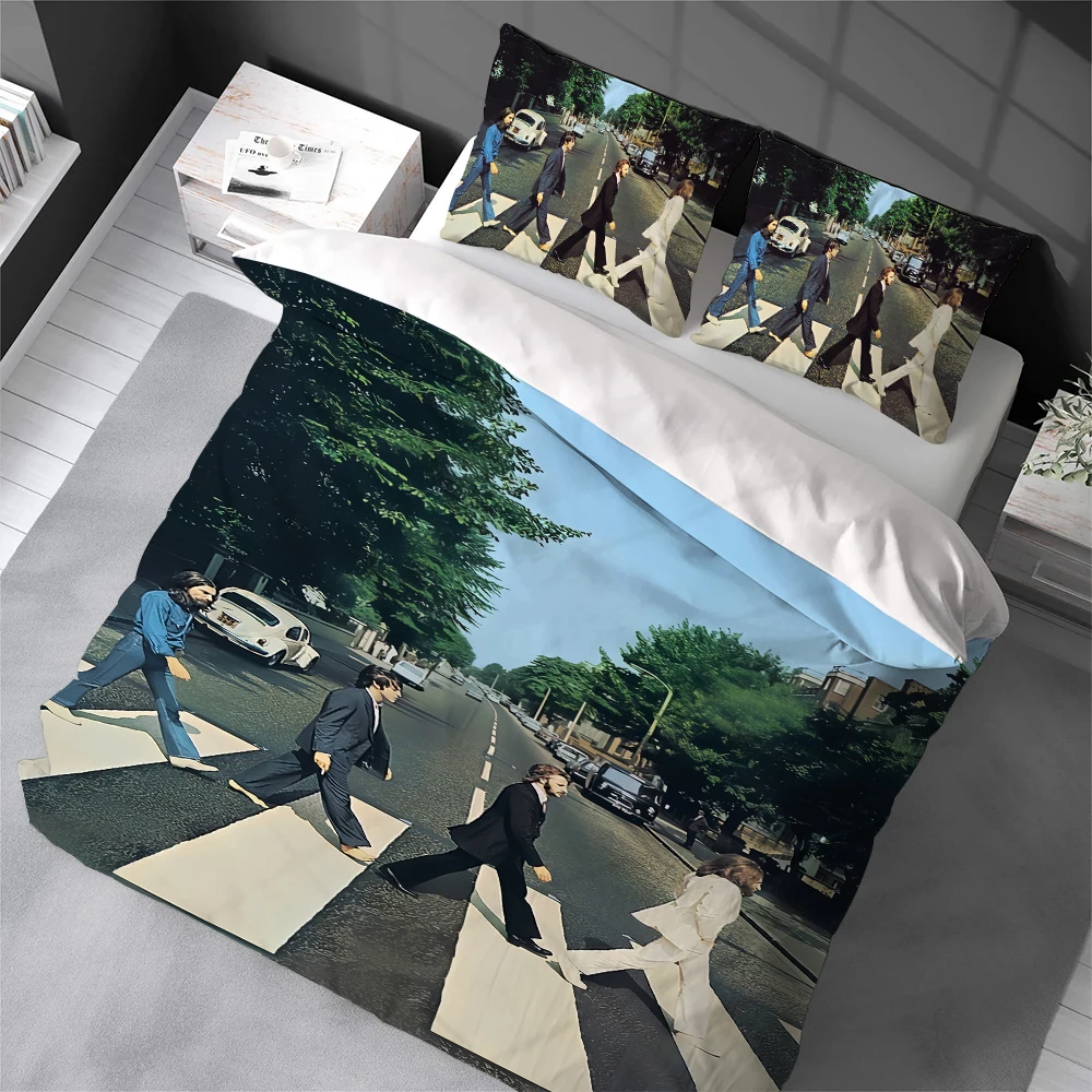 Rock Band T-The B-Beatles Music Duvet Cover Set Home Style Bedding Soft Laundry Cotton Bed 3 Piece Set Student Dormitory Gift