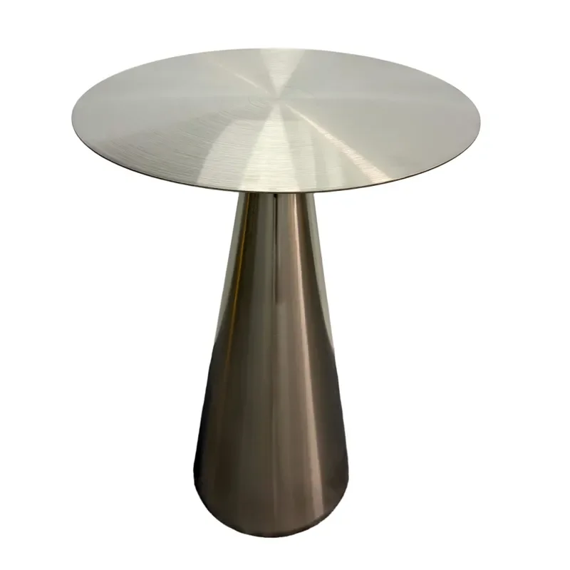 for Stainless Steel Modern Conical Table and Chair Set Light Luxury Brushed Metal Durable Waterproof Small Table Suitable for