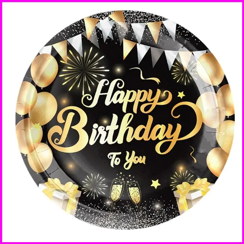 أدوات مائدة مائدة مائدة مائدة مائدة ذهبية سوداء يمكن التخلص منها #3