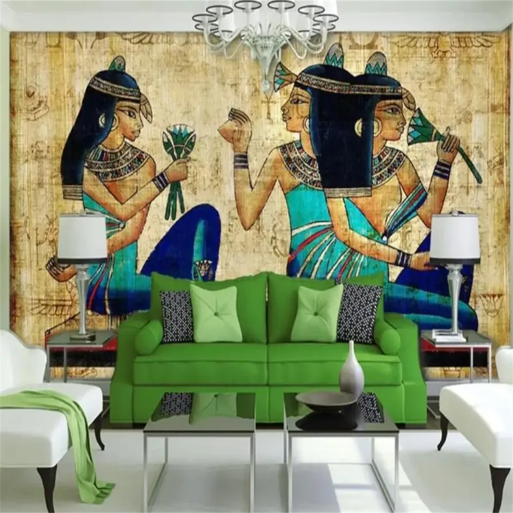Custom 3d wallpaper mural ancient egypt wall painted character background wall paper Stickers living room Home Decoration