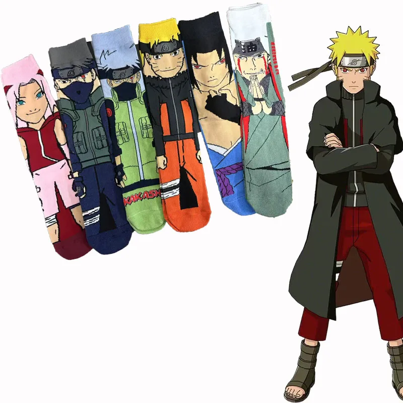 

1/6 пары крутых вязаных дышащих гольфов Naruto унисекс