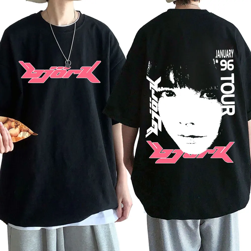 Bjork 1996 Tour giapponese Promo Stampa T Shirt Vintage Manica corta T-shirt da uomo T-shirt oversize da donna Harajuku Streetwear