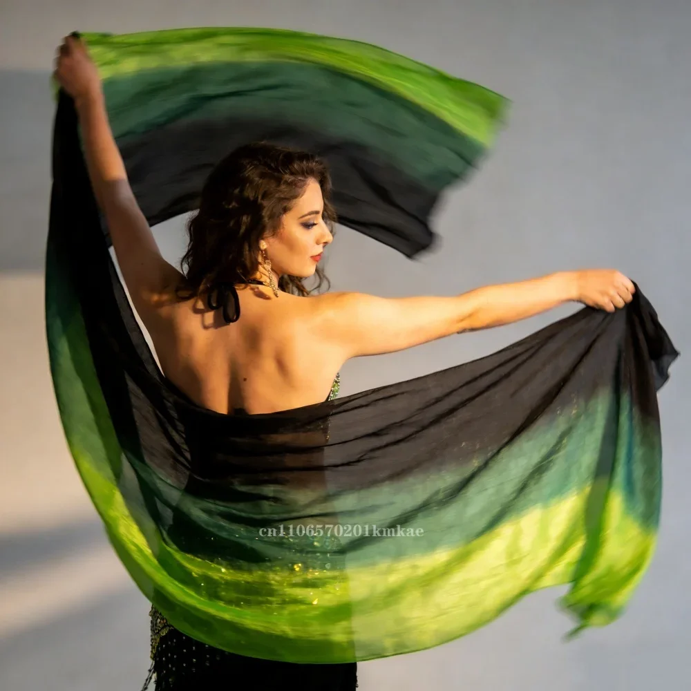 Belly Dance Veils 100% Silk Veils Handmade Gradual Color Veils Can Be Customized Green Veil