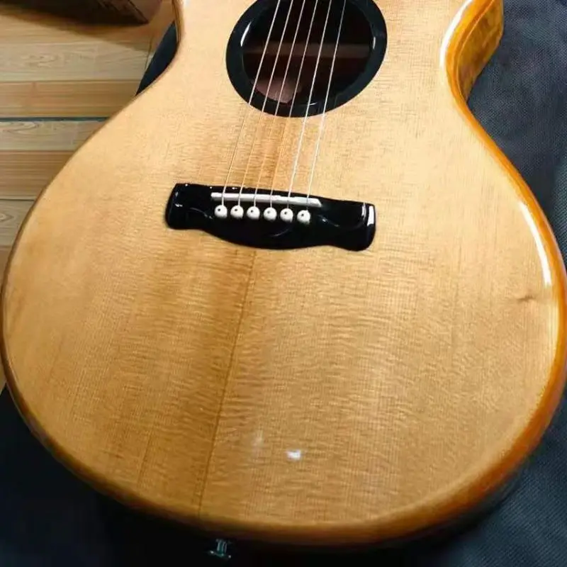 Prêt à expédier haute qualité 38 pouces or Phoebe tout solide guitare acoustique épicéa acajou palissandre ébène Nylon cordes basse musique