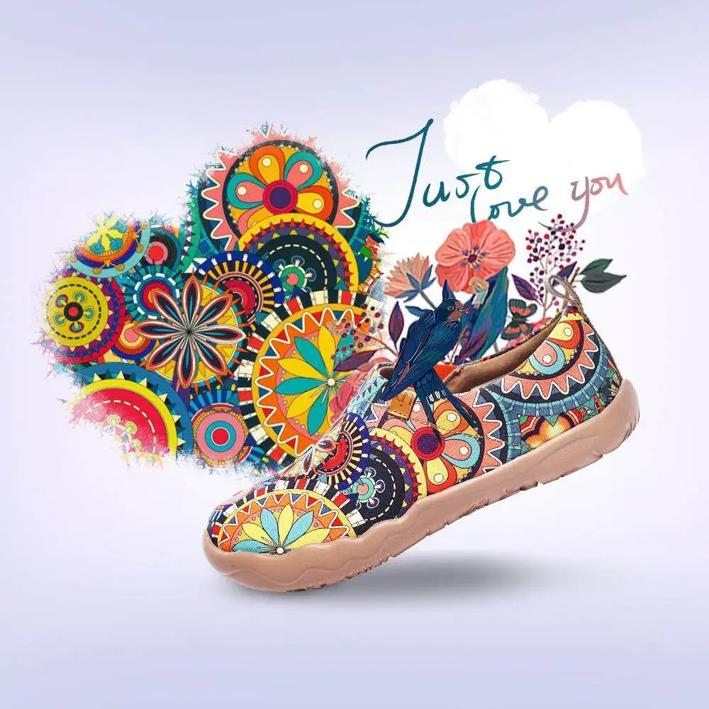 UIN Fashion Colorful Retro Sports Casual Sneakers Travel Shoes BLOSSOM Paisley Pattern Canvas Women Shoes