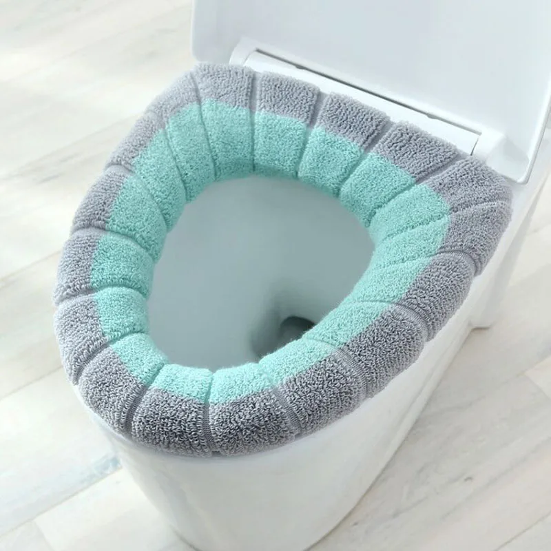 Winter Warme Wc Sitz Abdeckung Closes Matte 1Pcs Waschbar Bad Zubehör Stricken Reine Farbe Weichen O-form Pad wc Sitz