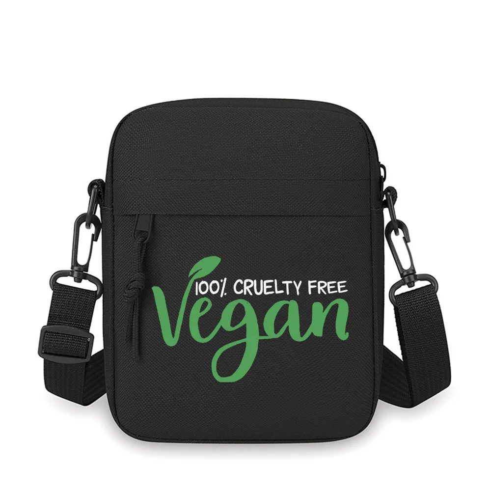 

Vegan word,cruelty free Men Crossbody Bag Single Shoulder Women Cartoon Anime Film Printing Design Unisex