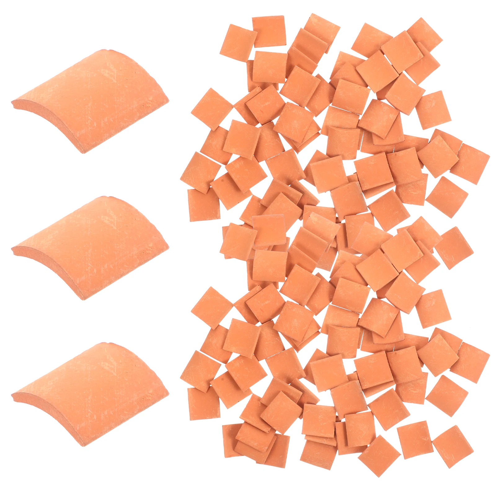 

80 Pcs Set Sand Table Architectural Decoration Child Models Mini Roof Bricks Clay Fake Tiles for Miniature House
