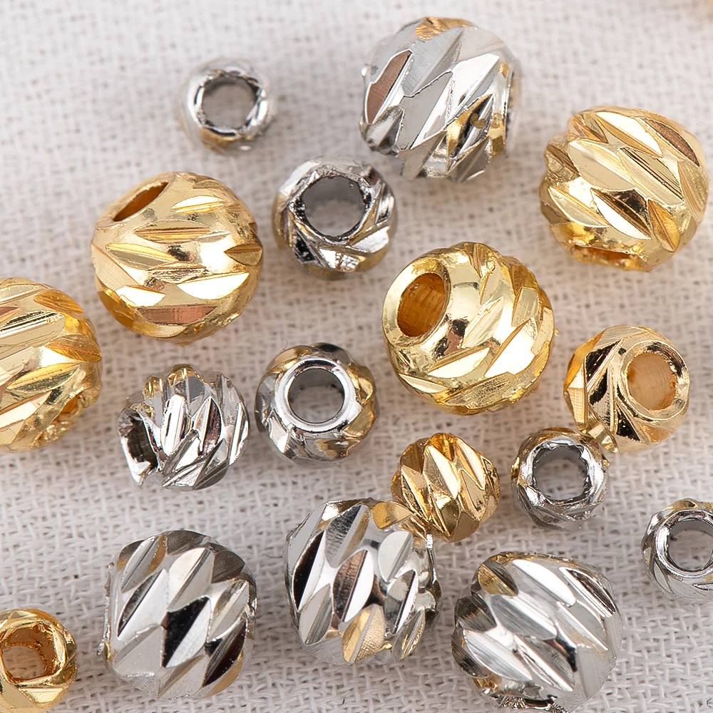 10pcs Gold Color Plated Striped Cut Flower Beads 2.5/3/4mm Copper Spacer Bead Bulk DIY Jewelry Accessories Hand Beading Material
