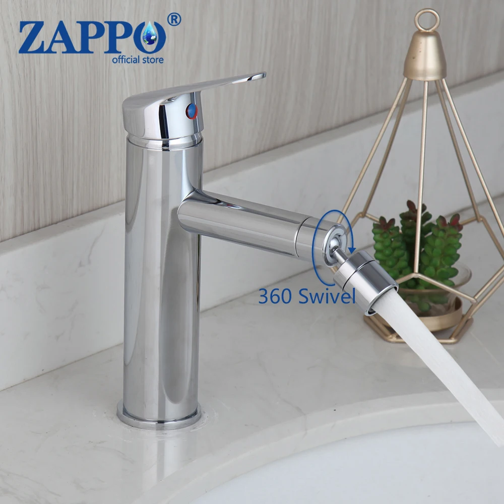 ZAPPO Bidet Faucet Single Handles Water Bathroom Sink Brass Single Hole Deck Mounted Water Mixer Tap 360 Swivel Spout