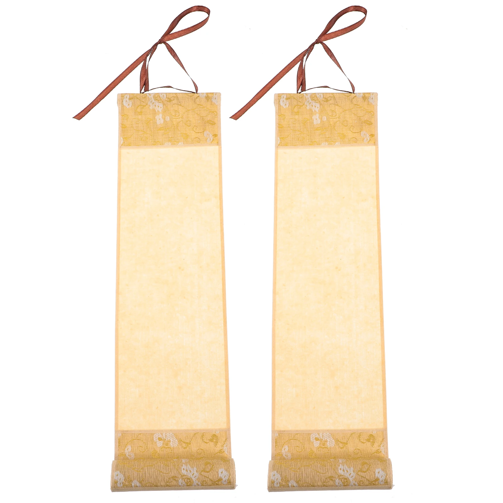 

2 Pcs Rice Paper Scroll Gift Calligraphy Wall Painting Supplies Chinese Blank Hanging Household