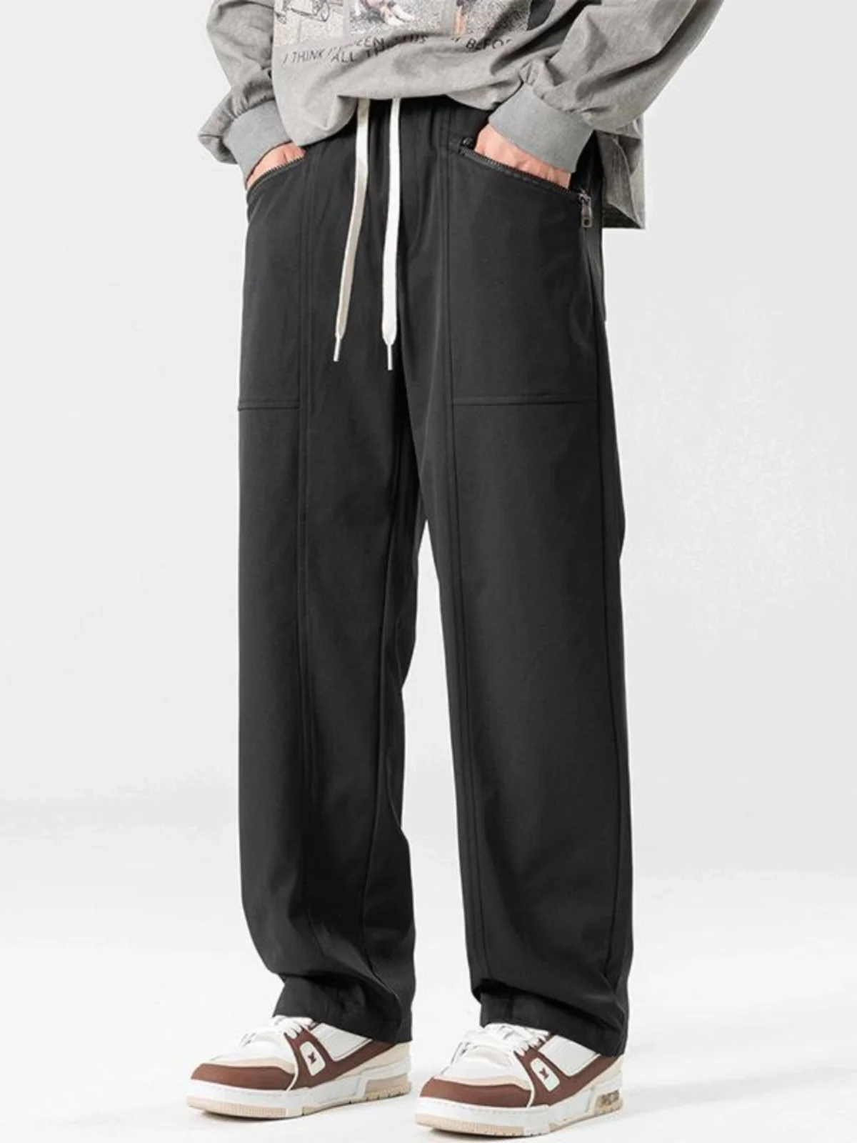 

plus Size Men's Casual Pants Windproof Waterproof Outdoor Functional Long Trousers Trendy Brand Spring Autumn Straight Leg Pants