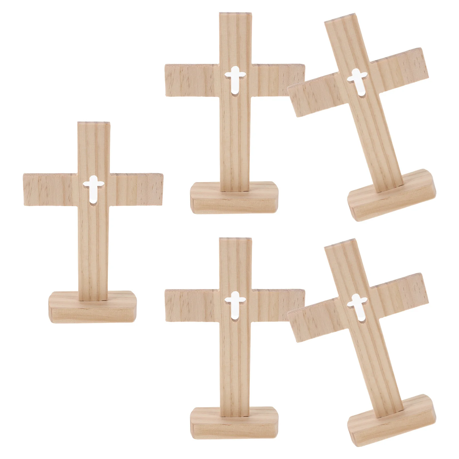 

5pcs Wooden Table Crosses Small Unfinished Standing Christian Cross Decor For Home Church Altar Tabletop Religious Decoration
