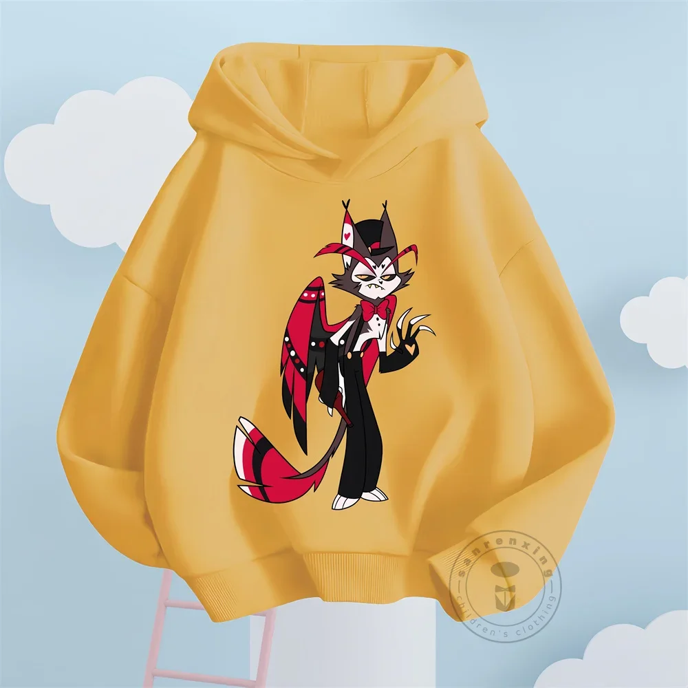 New Boys Girls Hazbin Hotel Streetwear Hoodies Children Autumn Spring Long Sleeve Hoodies Kids Hoodie Cute CartoonPrint Clothing