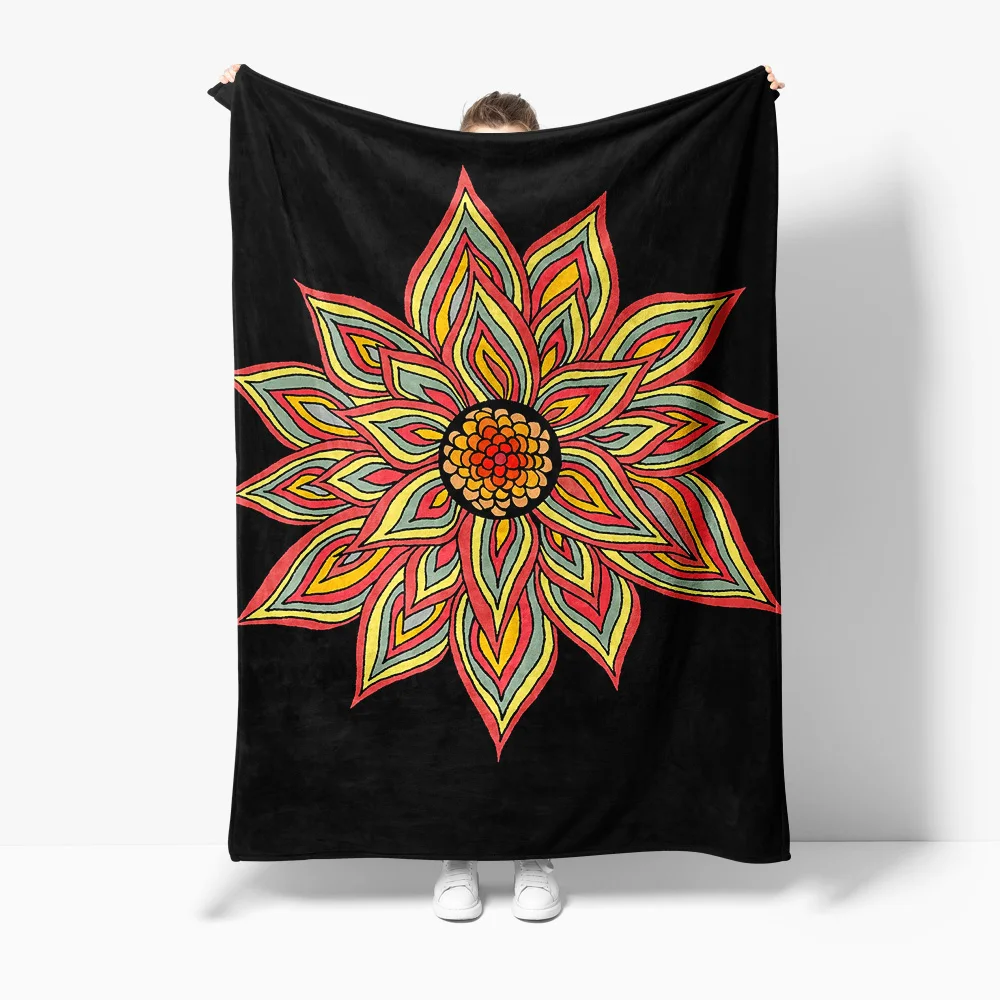 

Vibrant Mandala Colorful Psychedelic Floral Pattern Blanket Throw Bedspread Decorative Sofa Cover Gift