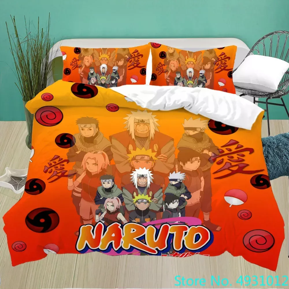 

Uzumaki N-Naruto Bedding Set Cartoon Anime Quilt Cover Children Bedroom Bedclothes Boy Duvet Cover Polyester Bedspread Gift