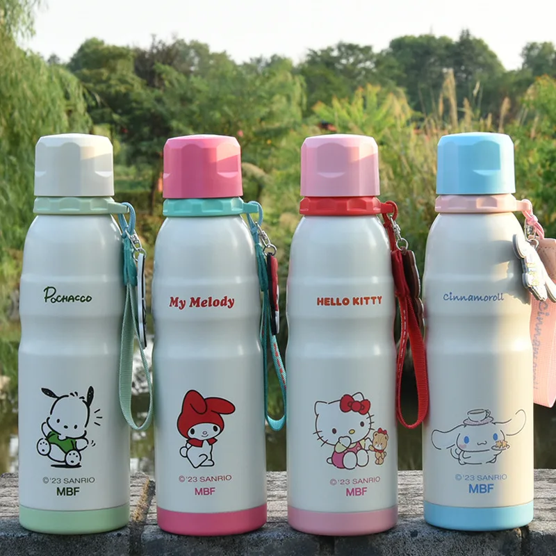 

Sanrio Hello Kitty Water Cup Kawaii Cartoon My Melody Thermos Cups Sippy Juice Cup Convenient Insulated Water Bottle Kids Gifts