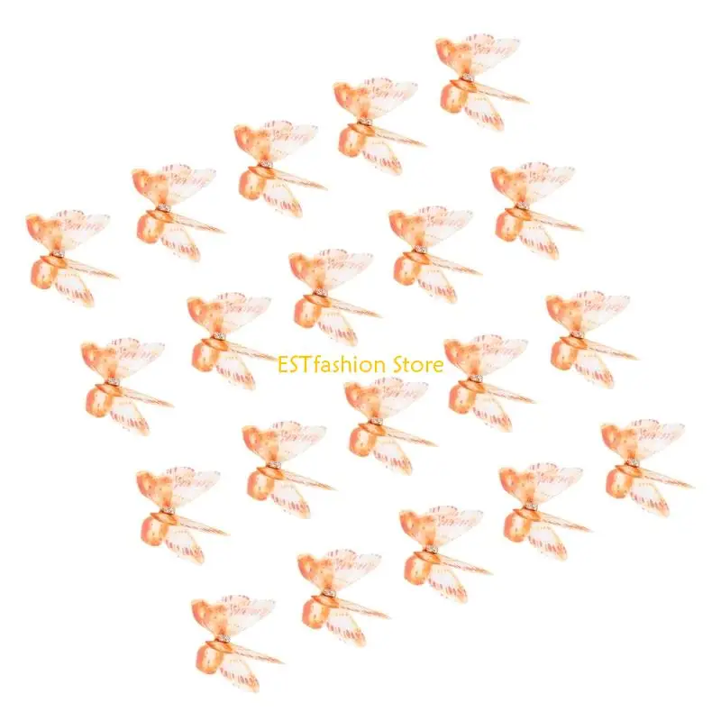 Y5GC 20Pcs Embroidery Butterfly Appliques Sew On Organza Patches Bridal Dress Patches for Sewing Craft Clothing Accessories