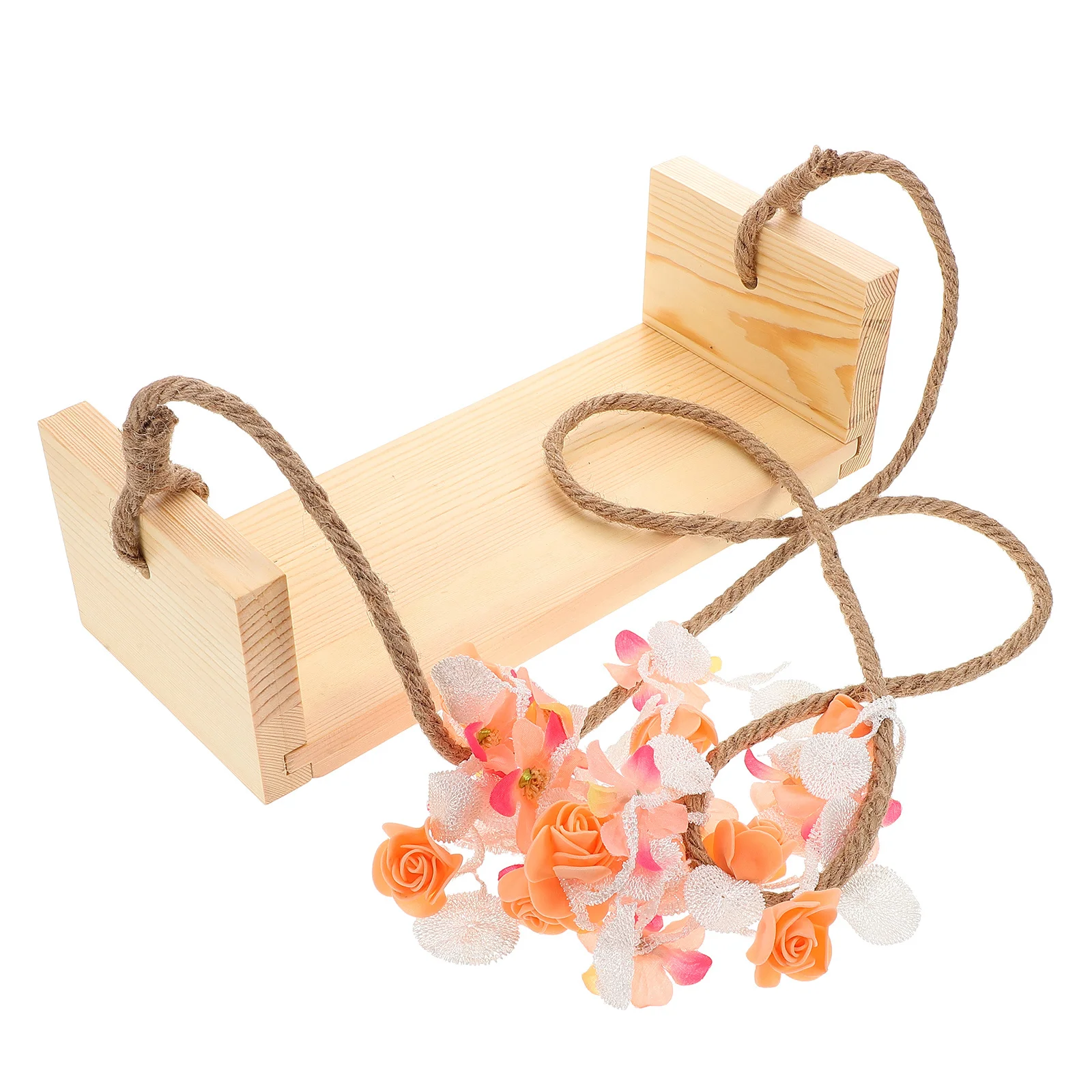

Wooden Swing Prop For Newborn Photography Vintage Floral Baby Photoshoot Props Infant Party Decor Outdoor Furniture Accessory