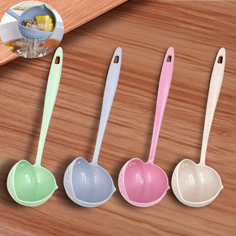 Soup Spoon Ladle Silicone Pot Spoons With Long Handle Spoon Cooking Colander Utensils Scoop Tableware Spoon Kitchen Accessories