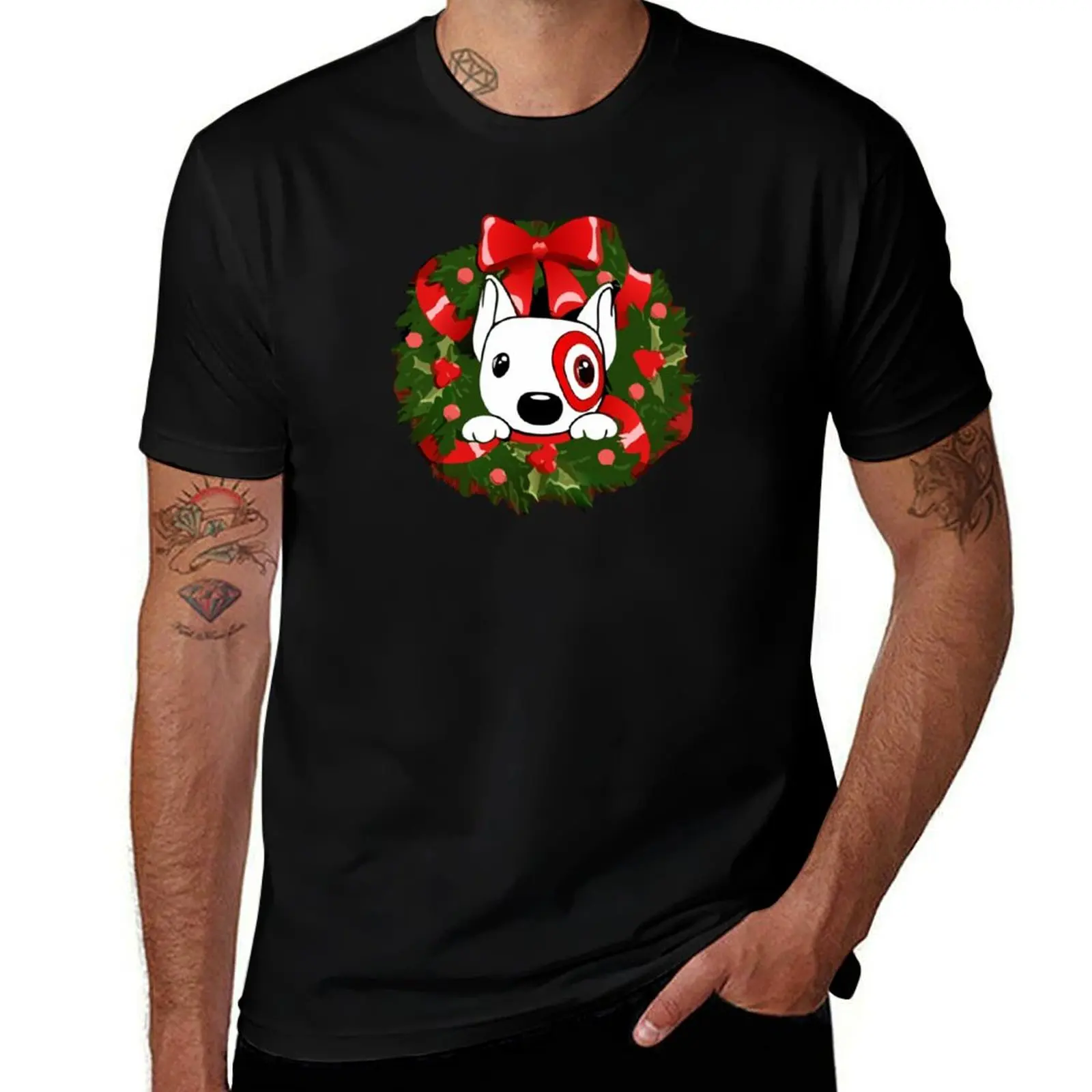 

Merry Christmas Bullseye Dog Team Member T-Shirt t shirts for man cotton soft funny t shirts man t shirt custom print T-Shirt