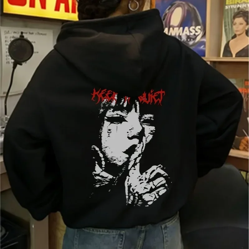 American Trend Y2K Street Portrait Printed Hoodie Autumn/Winter New Casual Loose Unisex