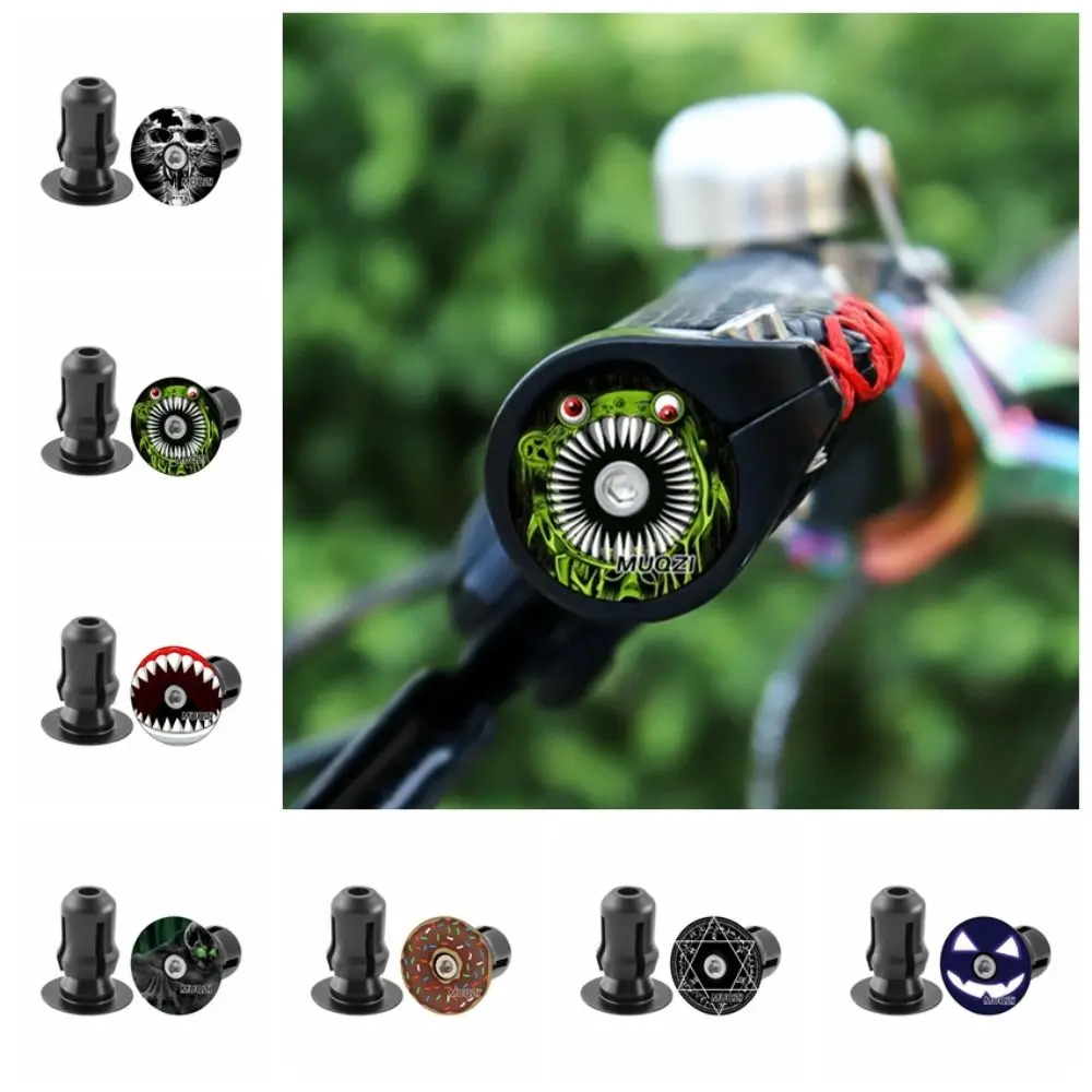 1 Pair Aluminium Alloy Bicycle Handlebar End Caps Lightweight 32x26MM Bicycle End Plugs Personalized Totem Durable Handlebar Cap