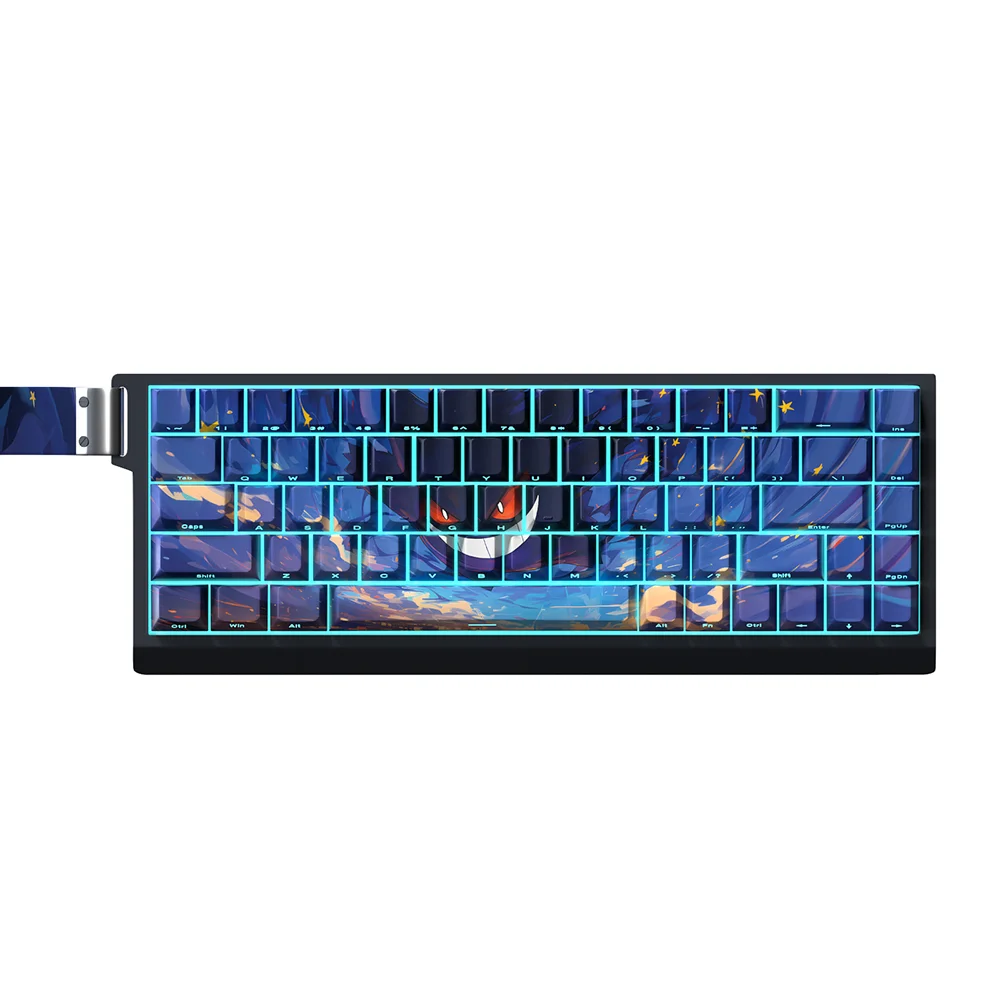 136 Key Anime Keycap Double Shot Side Backlit keycaps For Cherry Mx Wooting 60he magnetic axis Gengar Mechanical Keyboard Caps