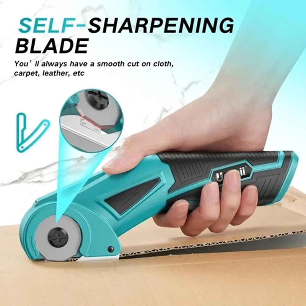 Cordless Electric Scissors Rotary Cutter Electric Cardboard Box Cutter Safety Button Led Light Lightweight Cardboard Thinner