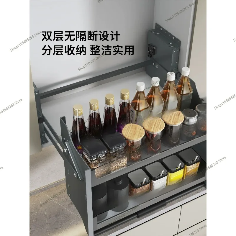 Basket Double-layer Damping Buffer Wall Cabinet Lift Pull Basket Pull-down Basket Kitchen Cabinet Upper and Lower Lift Pull