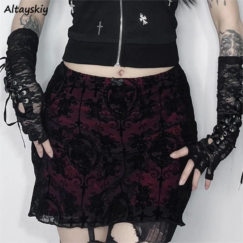 

High Street Skirts for Women Sexy Skinny Mini Summer New Trendy Hot Girls All-match Dark Style Personality Lace Leisure Niche