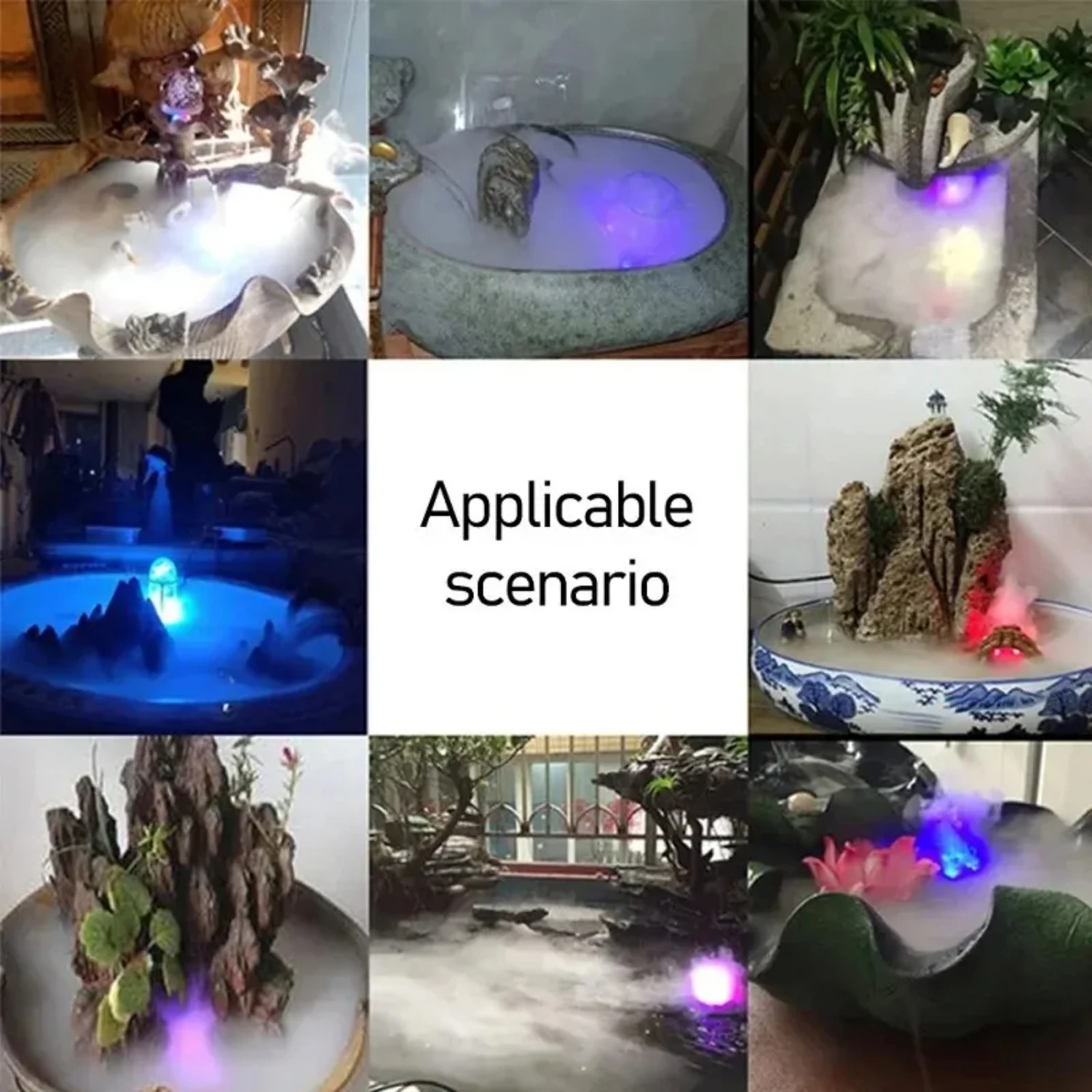 Seven Colour Lights Ultrasonic Sprayer 12 LED  Air Humidifier Aquarium Fountain Pond Landscape Fogger Mist Mister